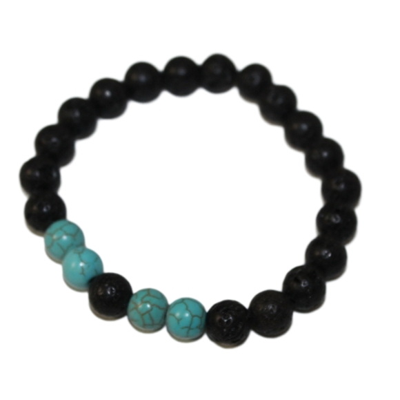 Black Agate & Turquoise Bracelet - Picture 5 of 12